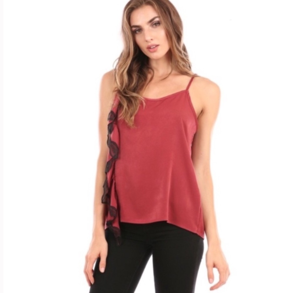Red Lace Tank Top / Blouse